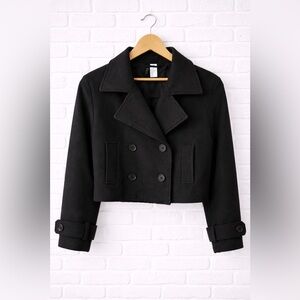 H&M Black Cropped Pea Coat